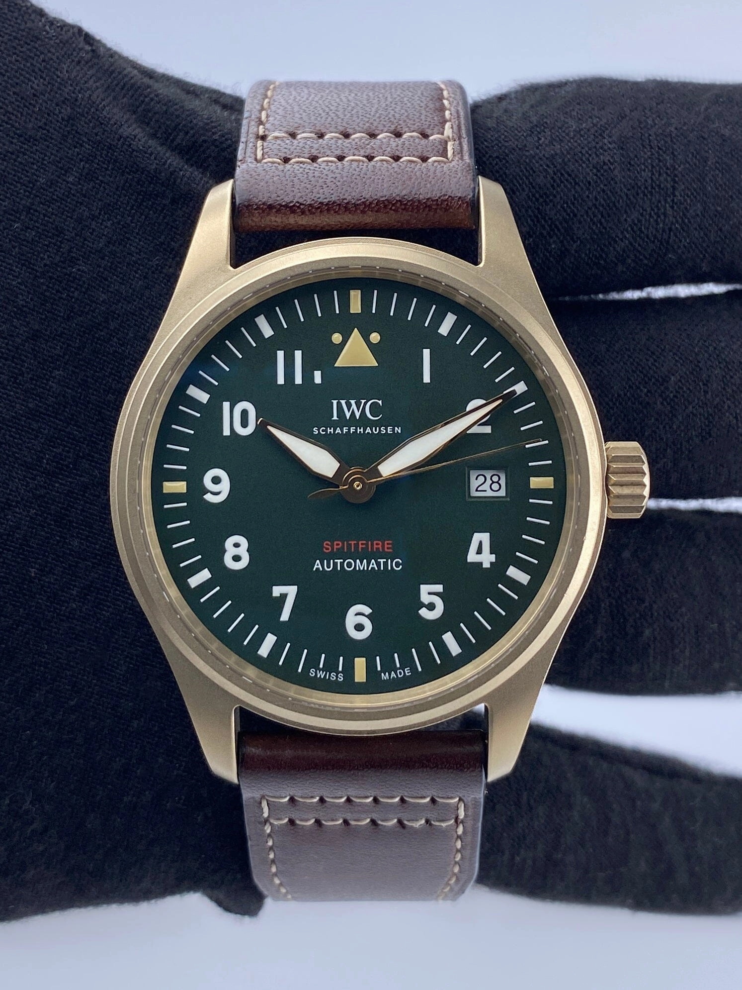 IWC Pilot Spitfire IW326802 Green Dial Mens Watch