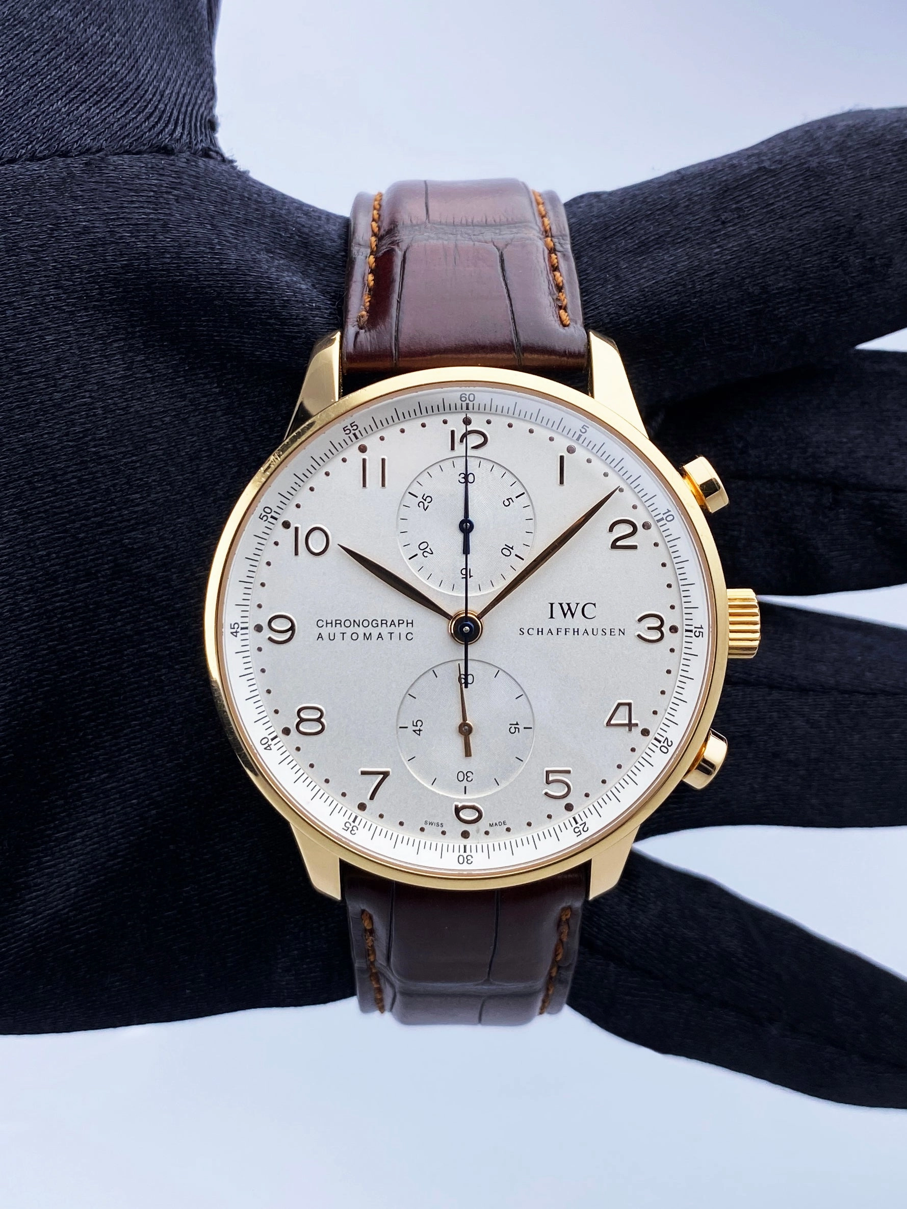 IWC Portugieser IW371402 18K Yellow Gold Mens Watch Box Papers