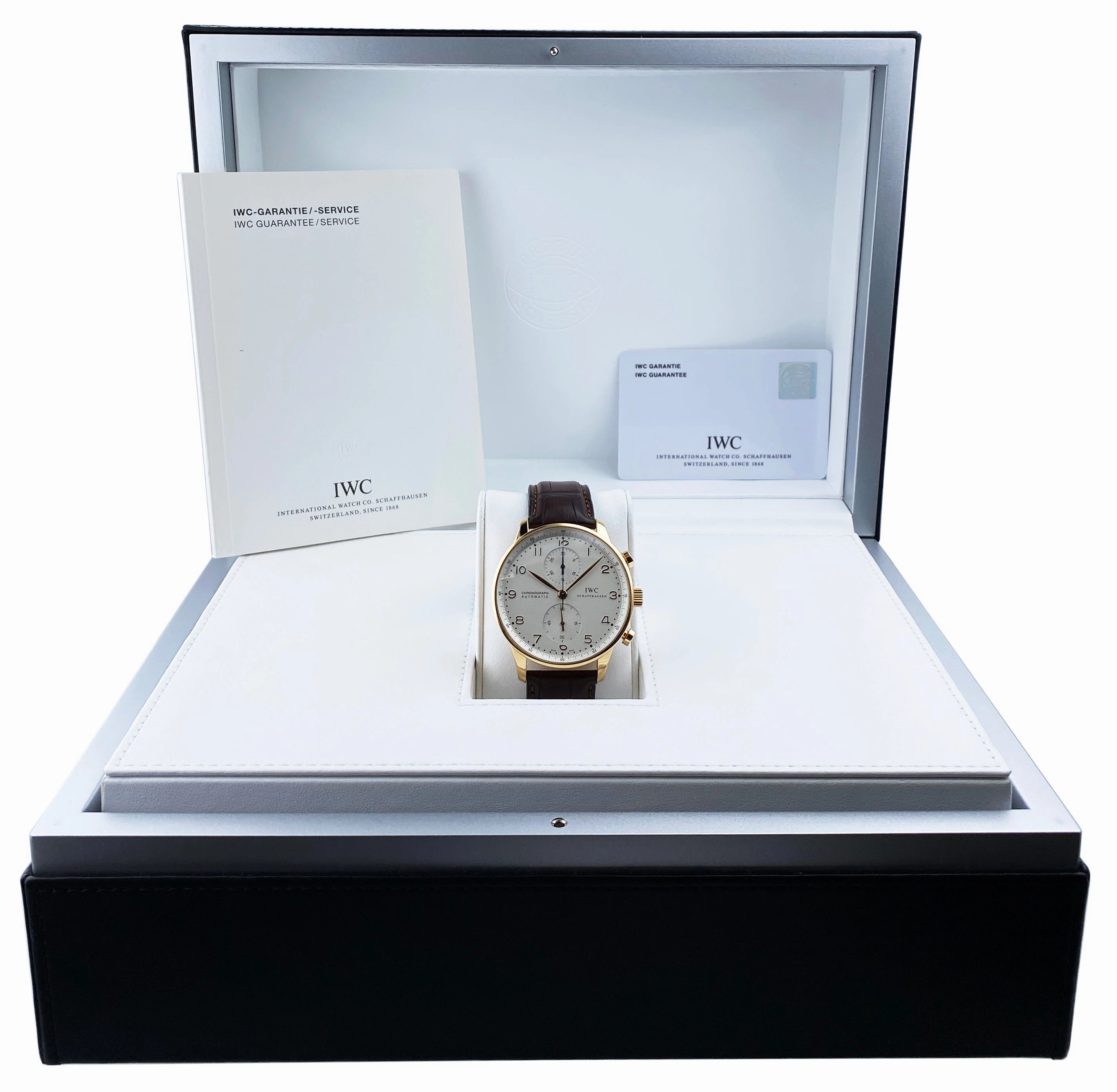 IWC Portugieser IW371402 18K Yellow Gold Mens Watch Box Papers