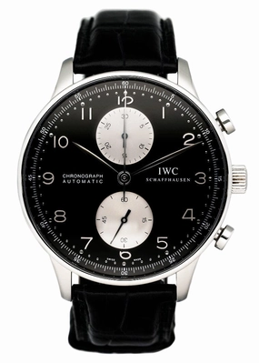 IWC Portuguese Chronograph IW371447 Black Dial Mens Watch Box Papers