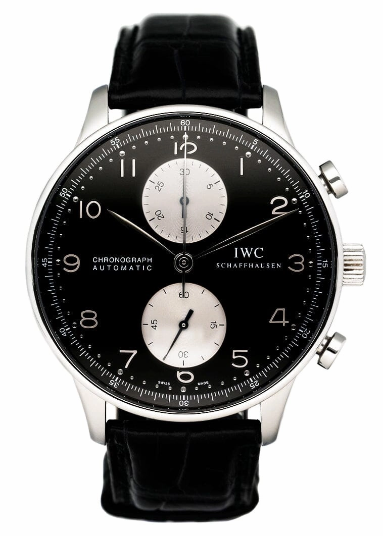 IWC Portuguese Chronograph IW371447 Black Dial Mens Watch Box Papers