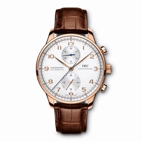 IWC Portuguese Chronograph IW371480 Silver Dial Mens Watch Box Papers