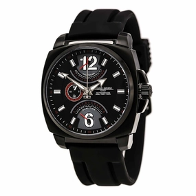 Jorg Gray JG1040-19 Men's Black Silicone Rubber Band Retrograde Calendar Black Dial Dual Time Watch
