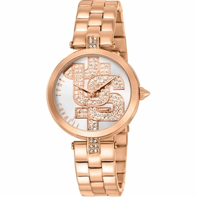 Just Cavalli Women's Watch - Maiuscola Silver Dial Rose Gold Strap | JC1L241M0075