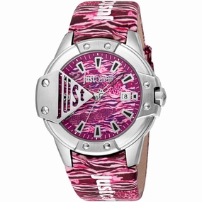 Just Cavalli Women's Watch - Scudo Quartz Pink Dial Leather Strap | JC1G260L0015