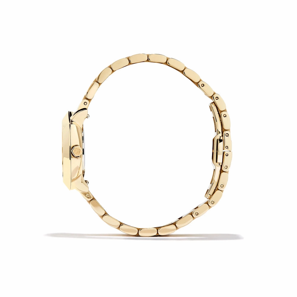 Kendra Scott Dira Gold Tone Stainless Steel 28mm Watch in Ivory Mother Of Pearl