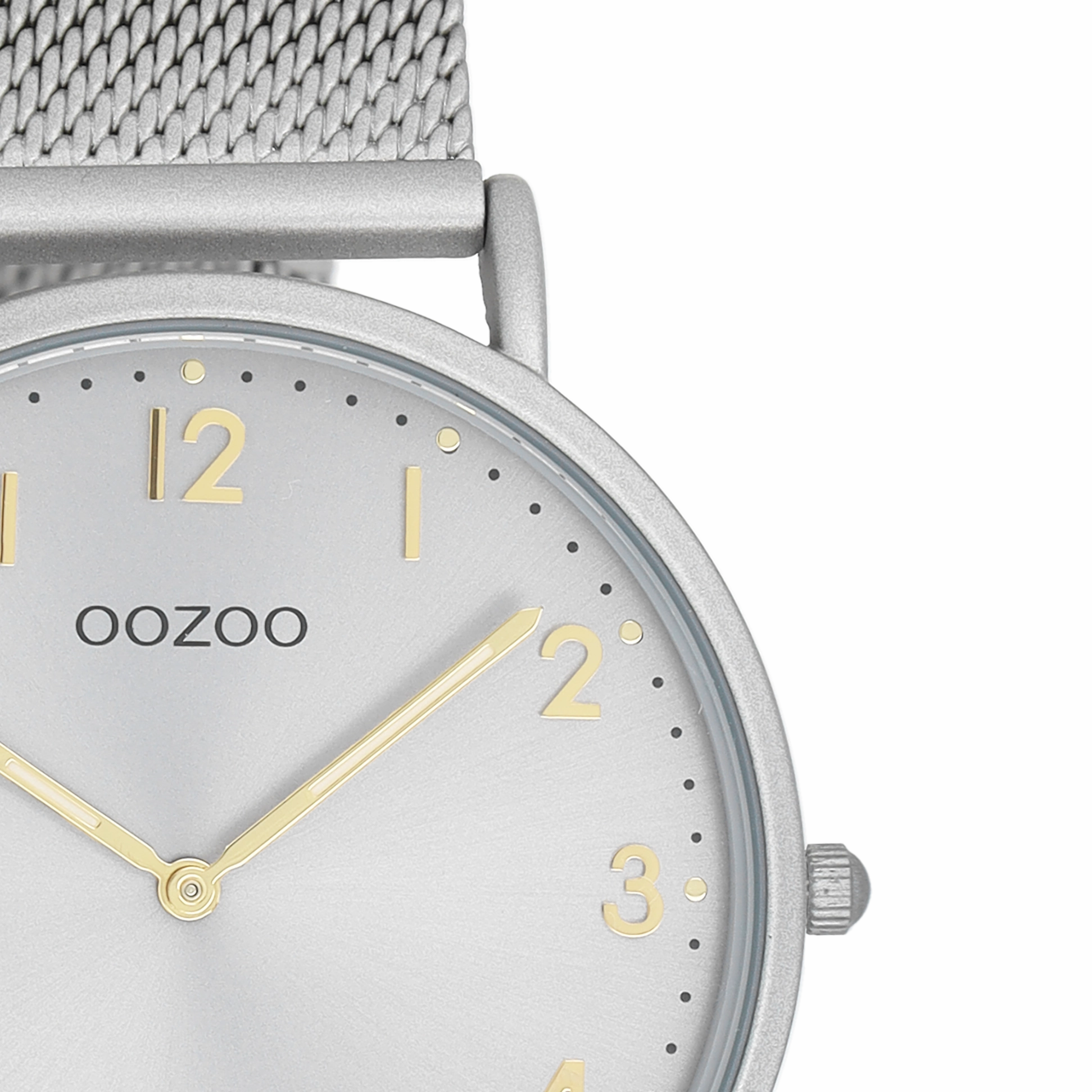 Light grey OOZOO watch with metal mesh bracelet - C20379