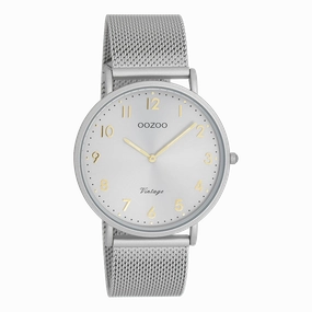 Light grey OOZOO watch with metal mesh bracelet - C20379
