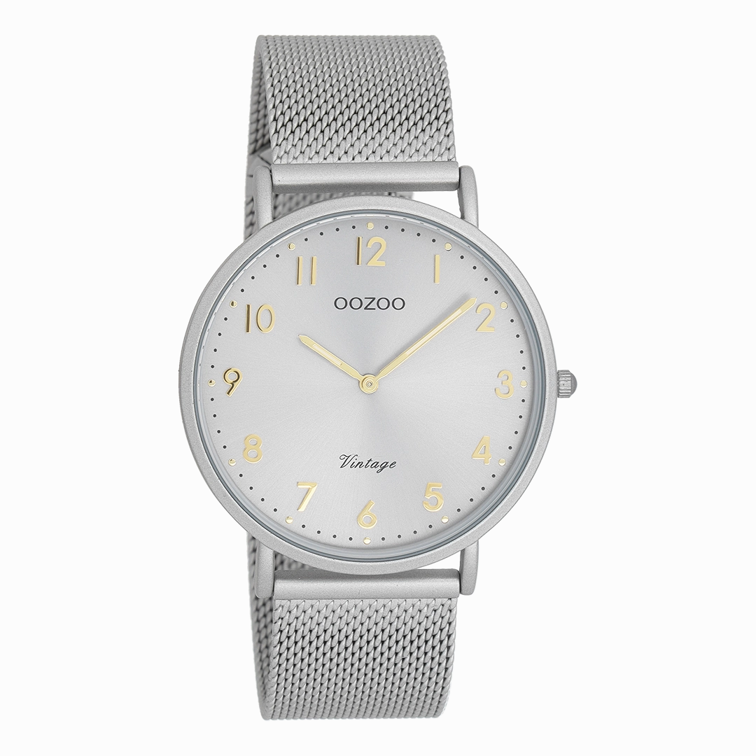 Light grey OOZOO watch with metal mesh bracelet - C20379