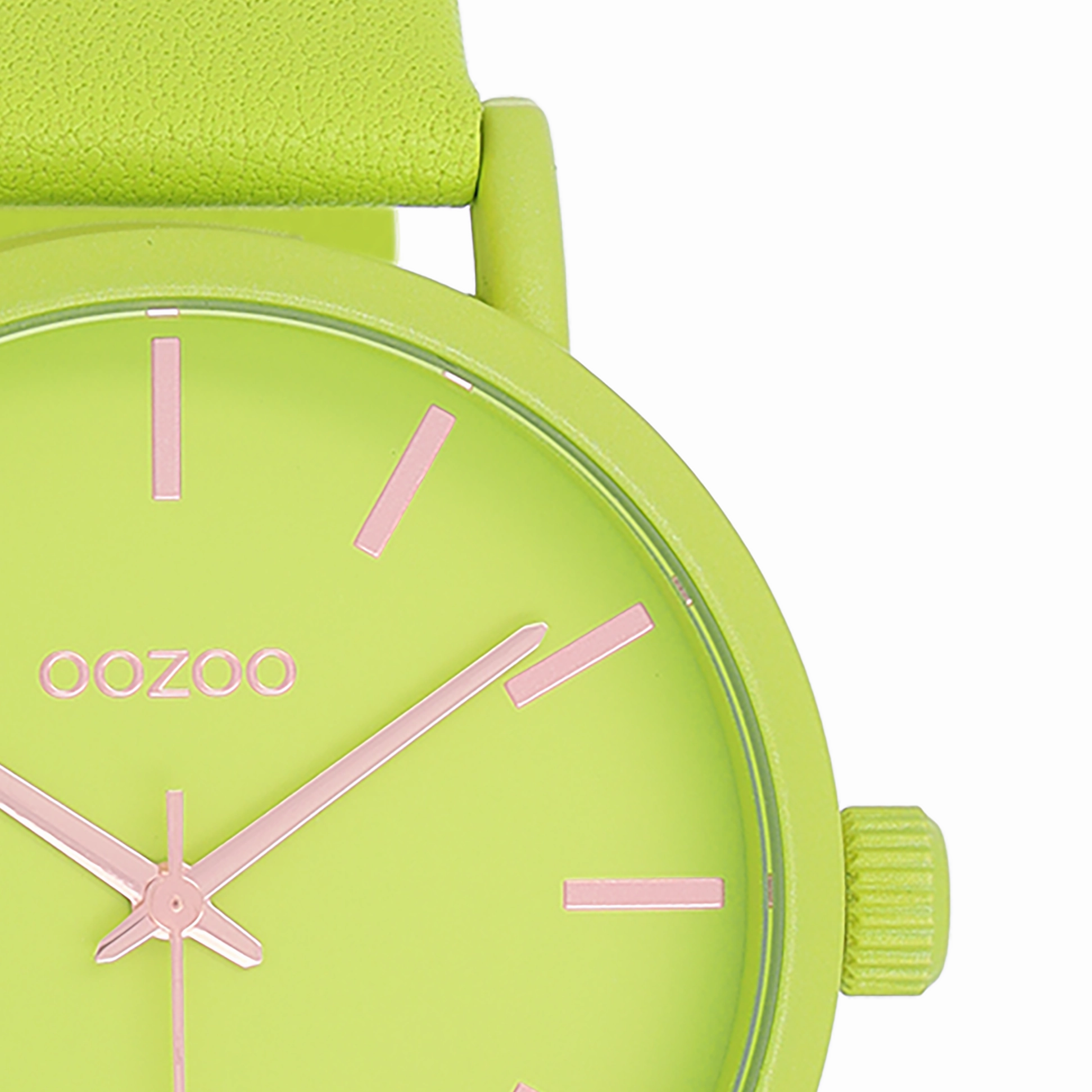 Lime green OOZOO watch with leather strap - C11177