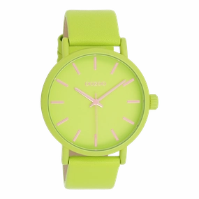 Lime green OOZOO watch with leather strap - C11177