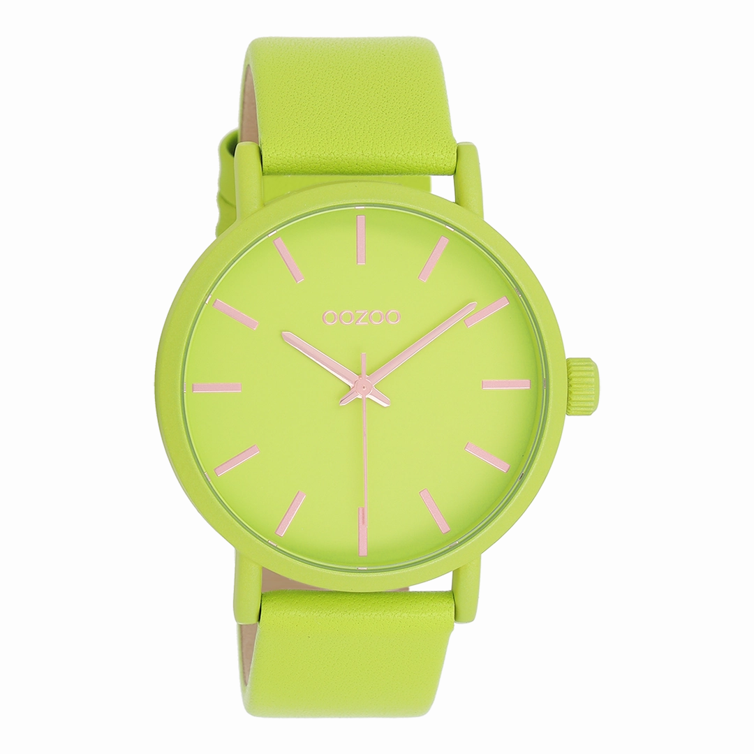 Lime green OOZOO watch with leather strap - C11177