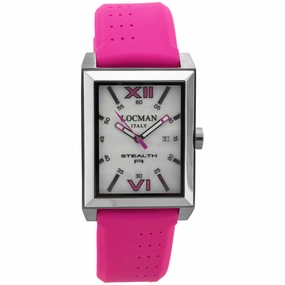 Locman Men's Watch - Classic Quartz White MOP Dial Pink Rubber Strap | 241MOPFX1FX
