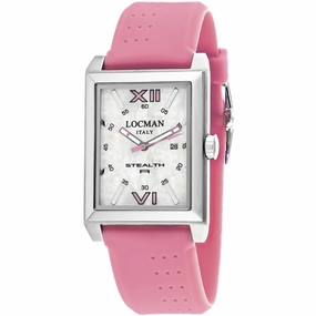 Locman Men's Watch - Classic Quartz White MOP Dial Pink Rubber Strap | 241MOPPK1PK