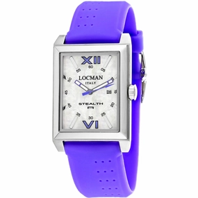Locman Men's Watch - Classic White MOP Dial Purple Rubber Strap | 241MOPVT1VT