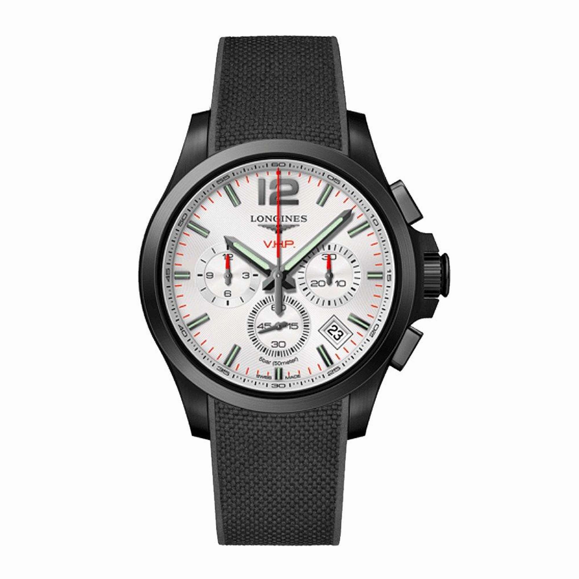 Longines Men's Watch - Conquest V.H.P. Chronograph Black Rubber Strap | L37172769