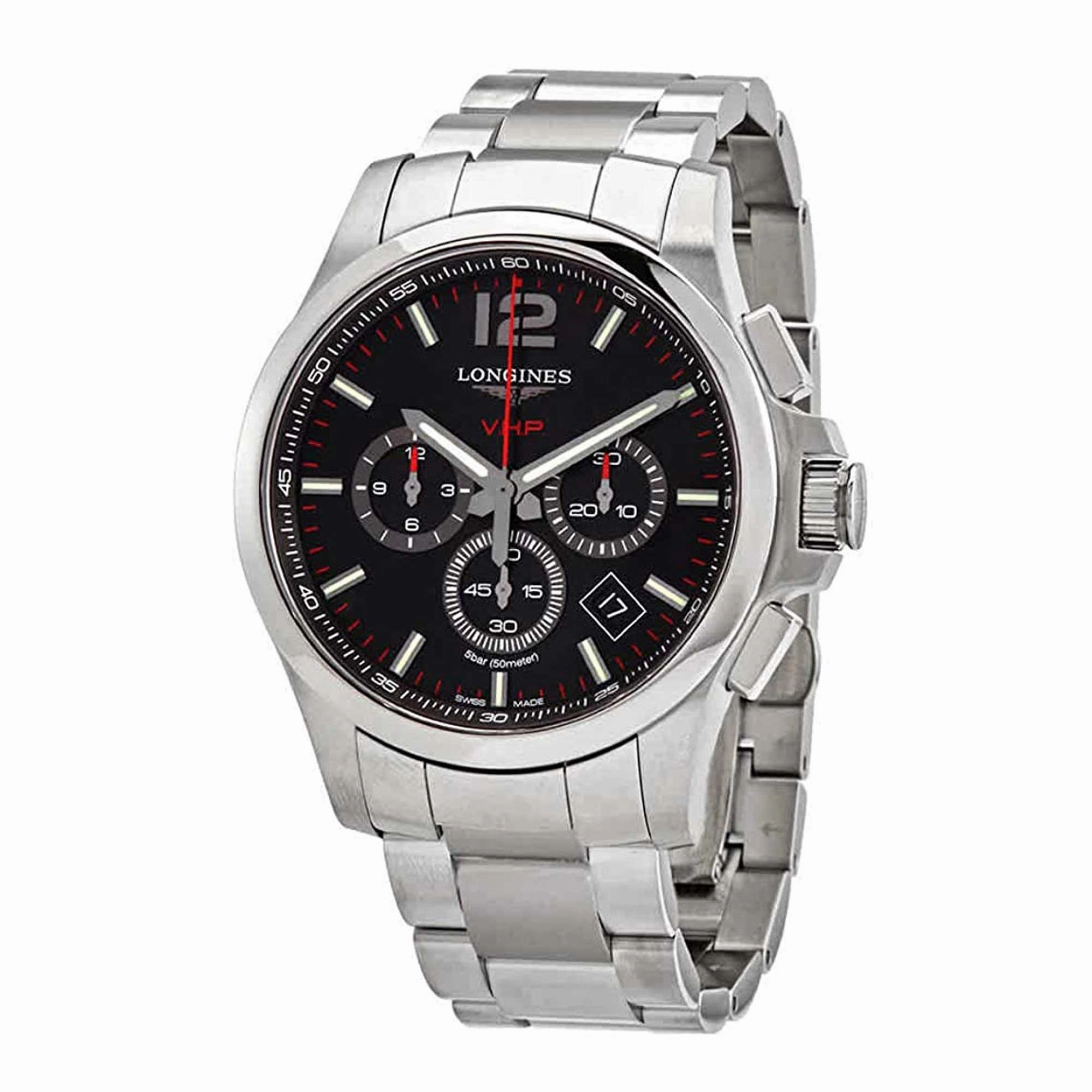 Longines Men's Watch - Conquest V.H.P. Chronograph Silver Steel Bracelet | L37274566