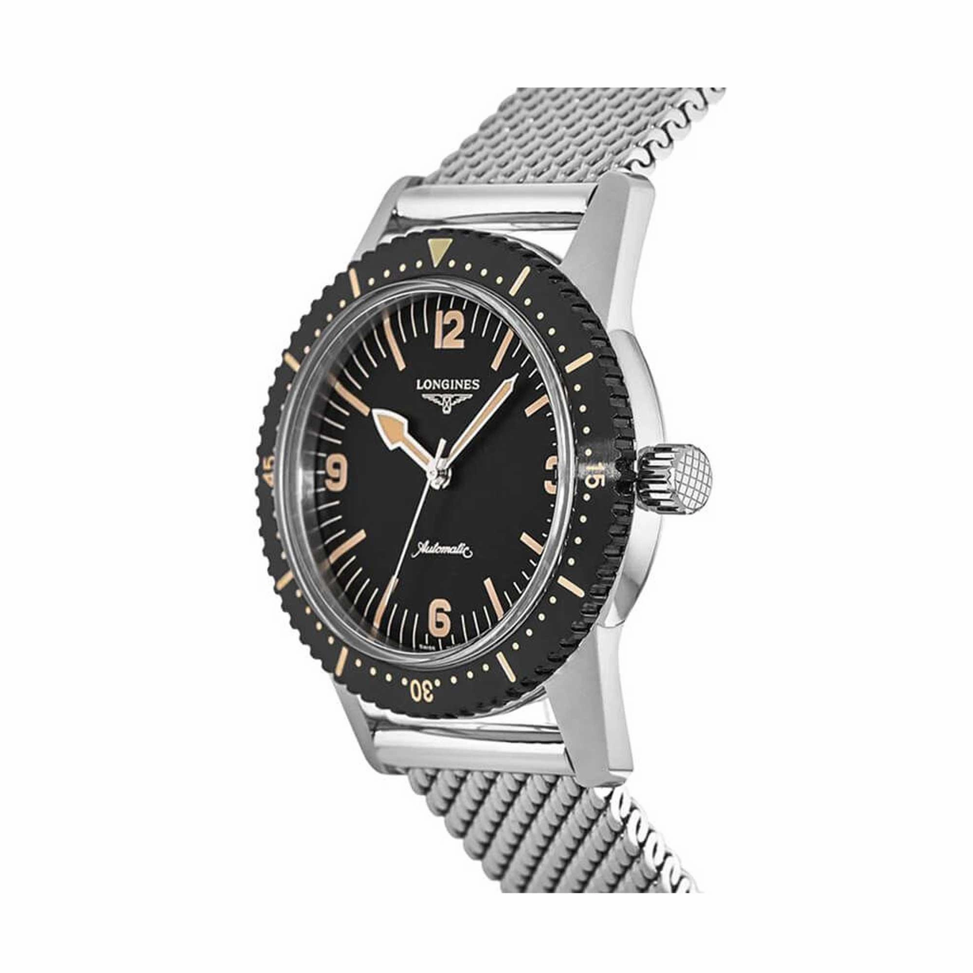 Longines Men's Watch - Heritage Skin Diver Automatic Black Dial Bracelet | L28224566