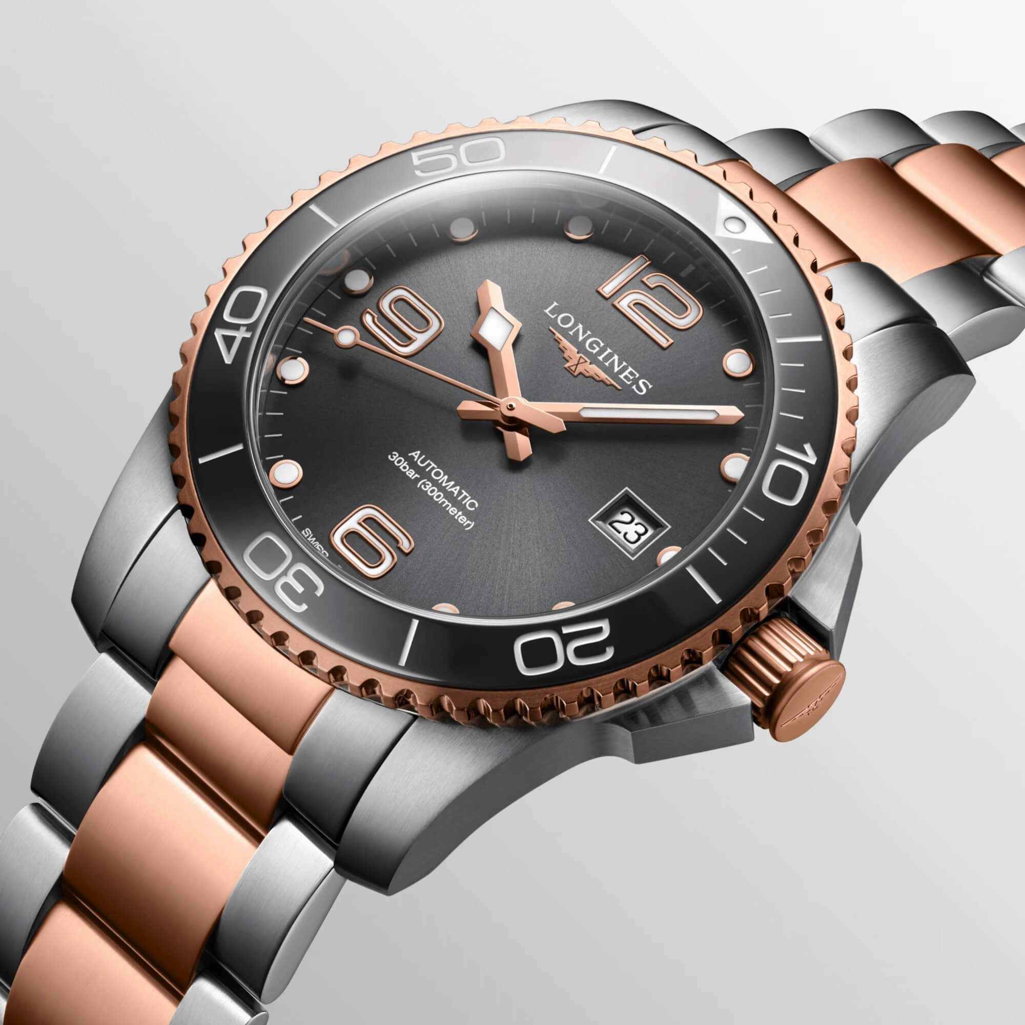 Longines Men's Watch - HydroConquest Automatic Grey Dial Two Tone Bracelet | L37813787