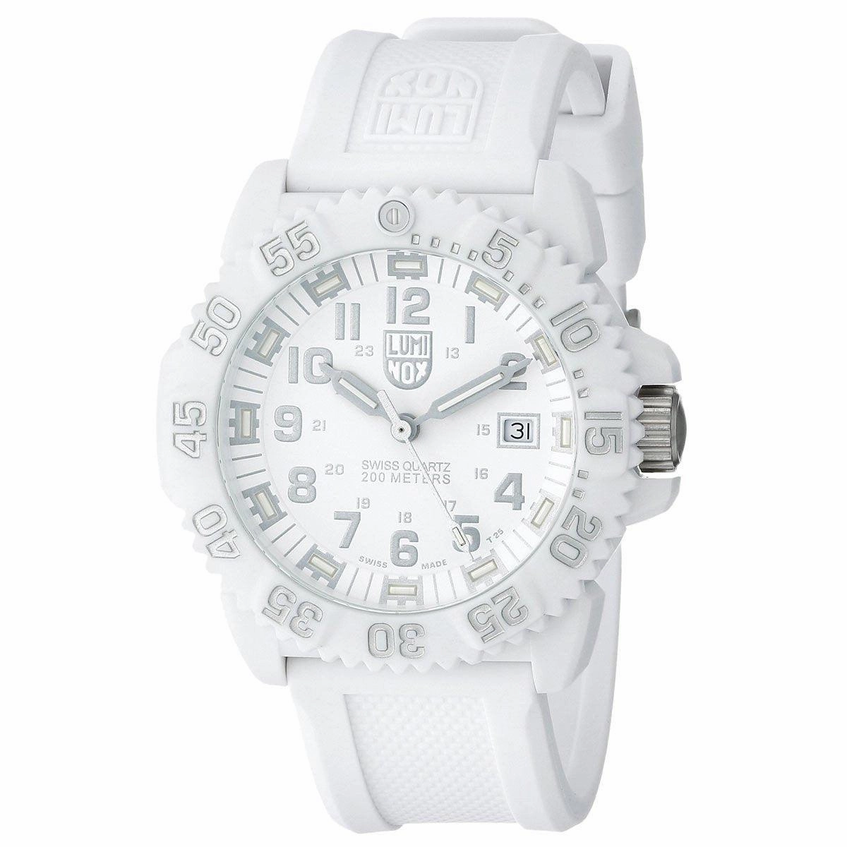 Luminox 3057.WO Men's Navy Seal Colormark White Dial White Silicone Strap Dive Watch