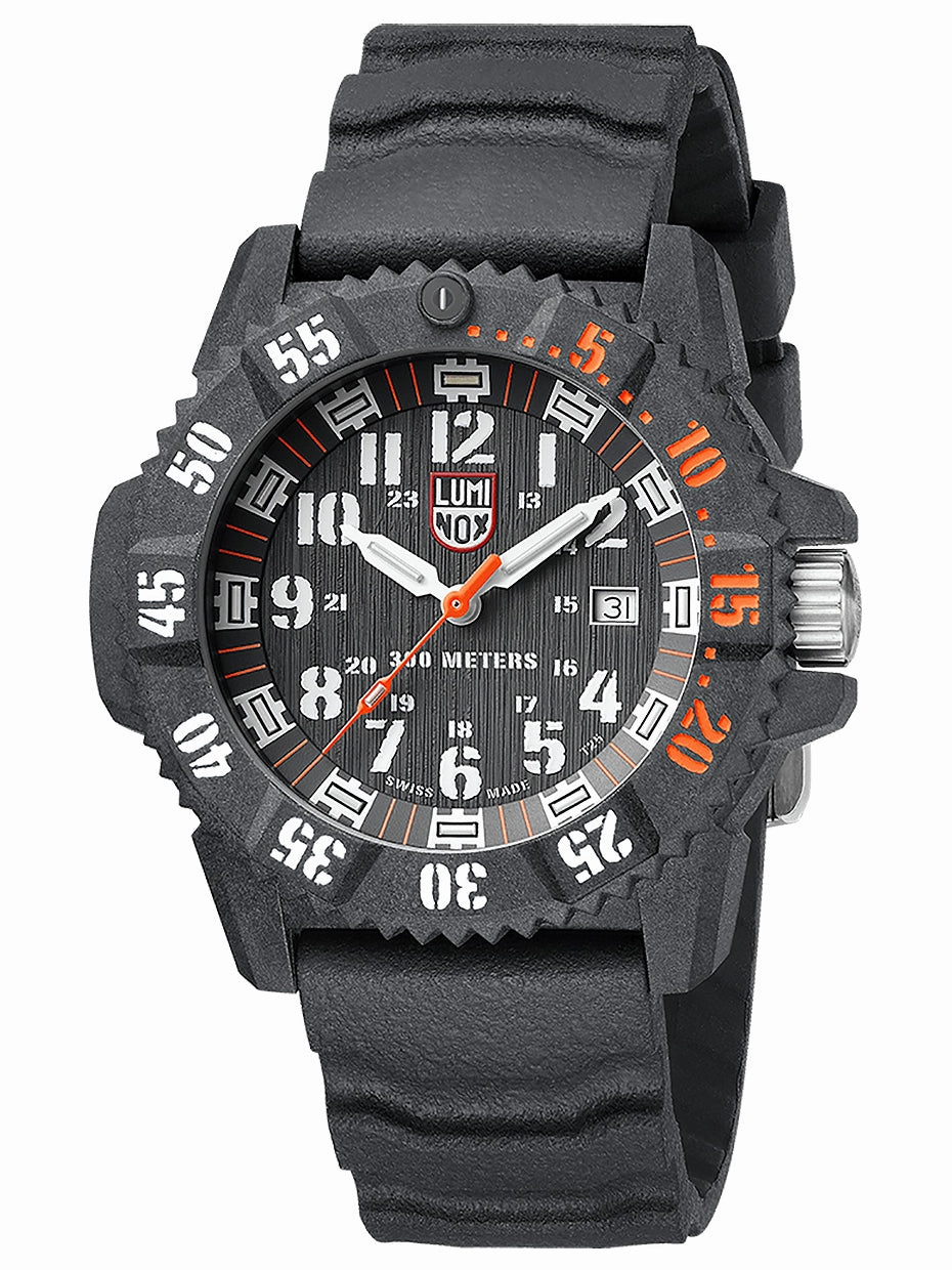 Luminox MASTER CARBON SEAL 3801 Series Mens Black Rubber Watch XS.3801.C