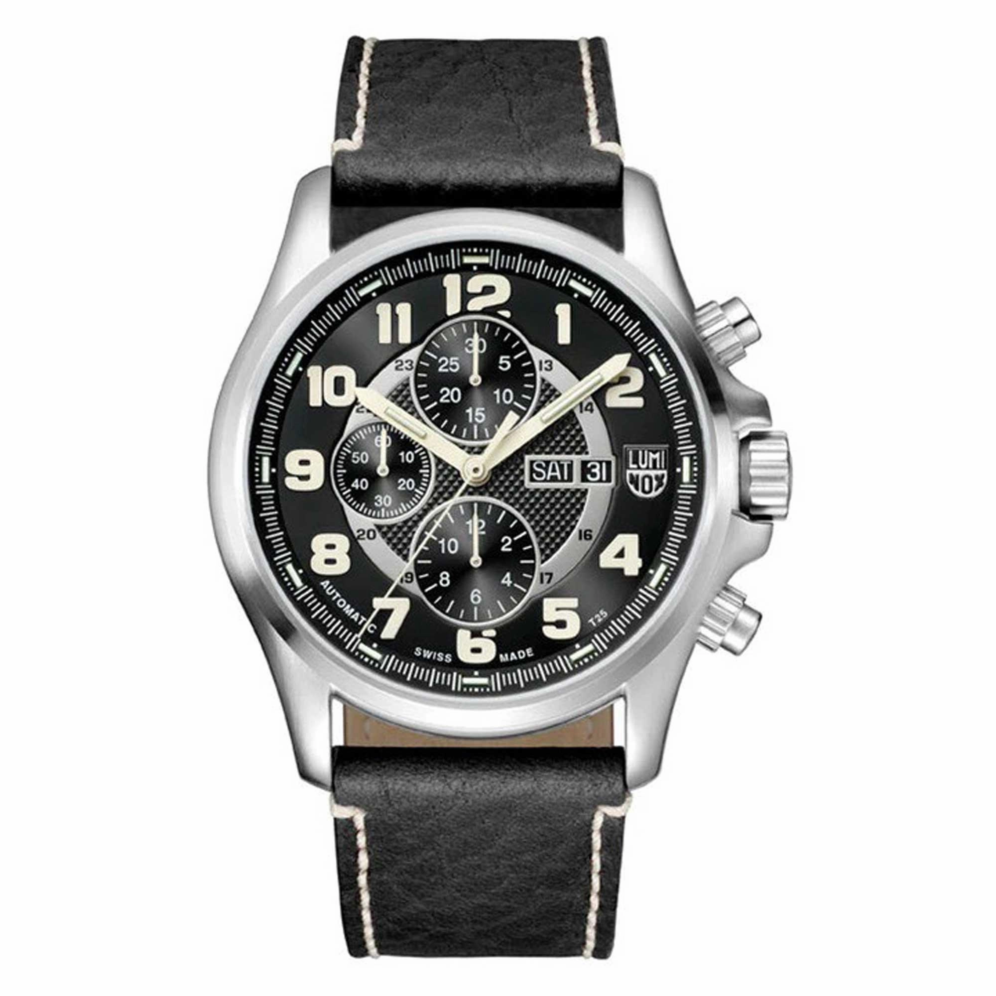 Luminox Men's Automatic Watch - Field Valjoux Black Dial Silver Tone Case | XL.1861