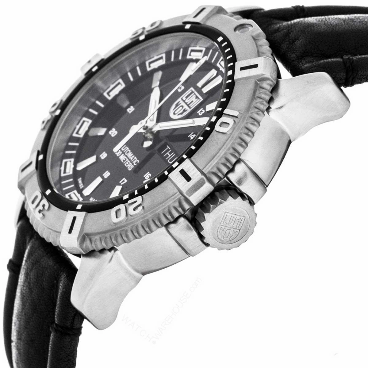 Luminox Men's Automatic Watch - Modern Mariner Black Dial Leather Strap | 6501.NV