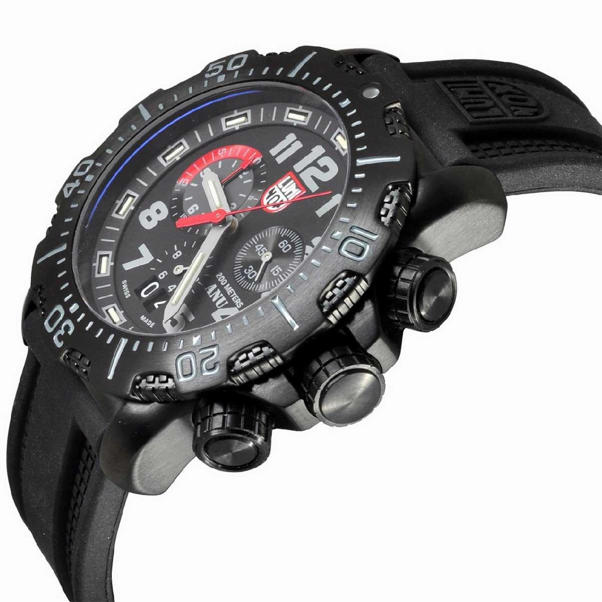Luminox Men's Chronograph Watch - ANU Black Dial Black Rubber Strap Dive | 4241