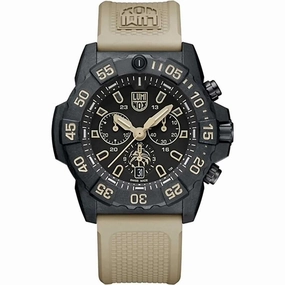 Luminox Men's Chronograph Watch - Navy Seal Black Dial Beige Strap | 3590.NSF.SET