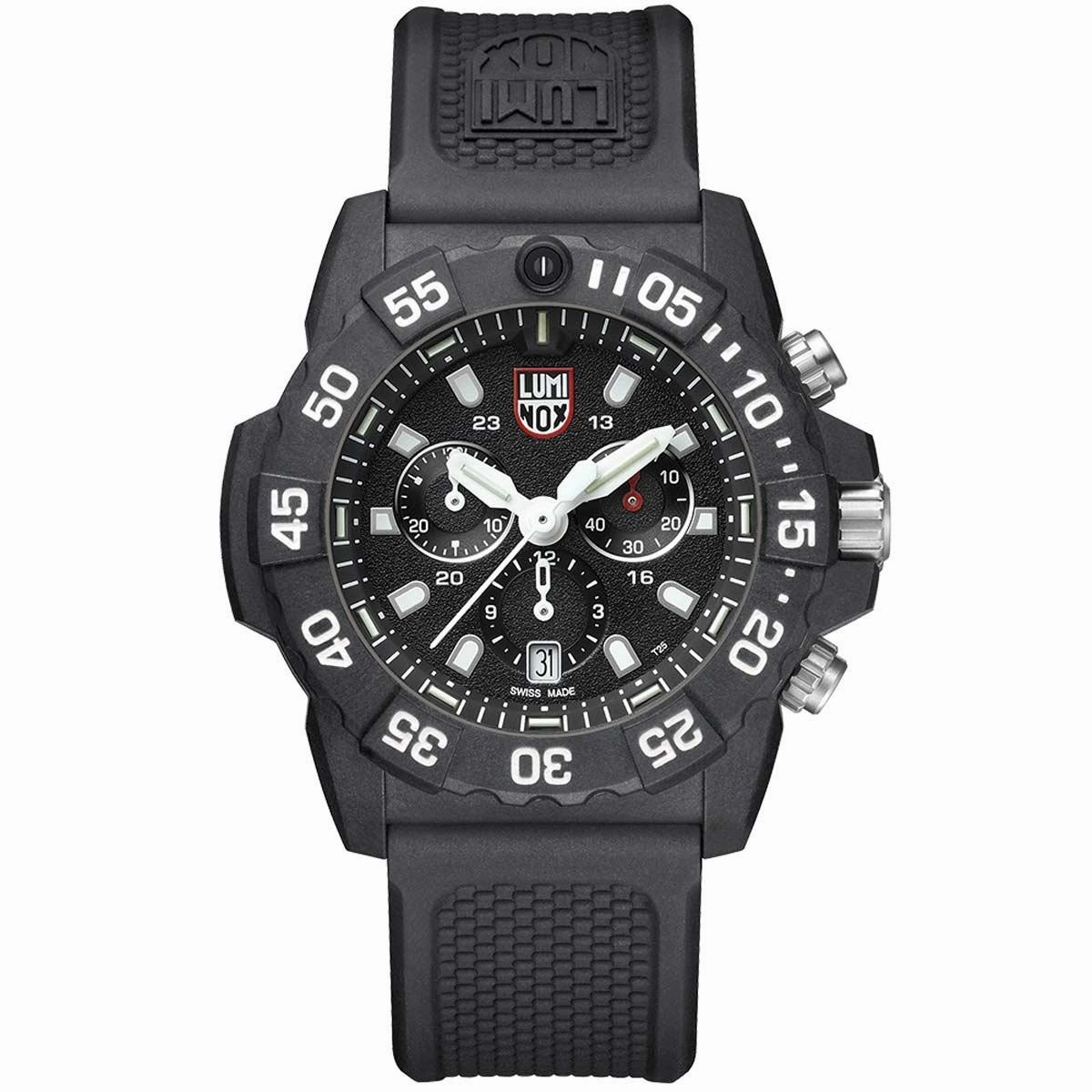 Luminox Men's Chronograph Watch - Navy Seal Black Dial Rubber Strap | 3581