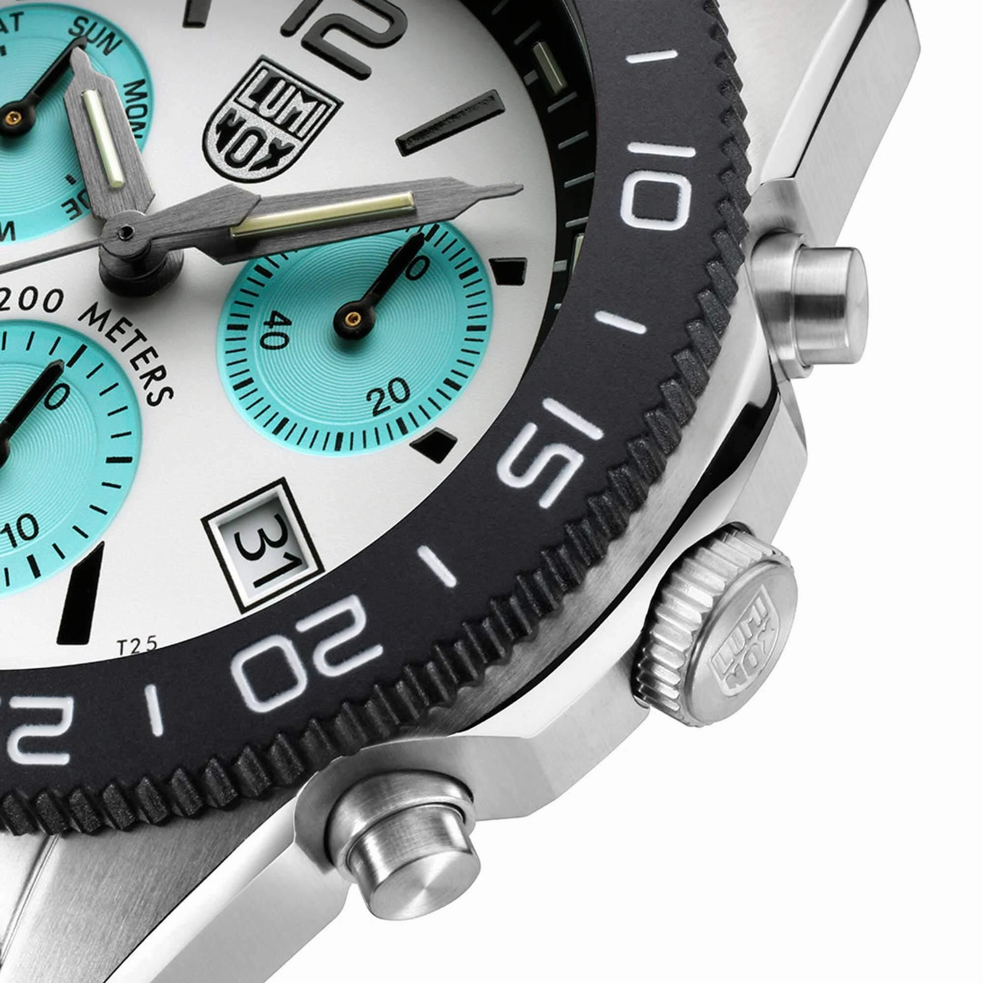 Luminox Men's Chronograph Watch - Pacific Diver Teal and White Dial Strap | XS.3143.1