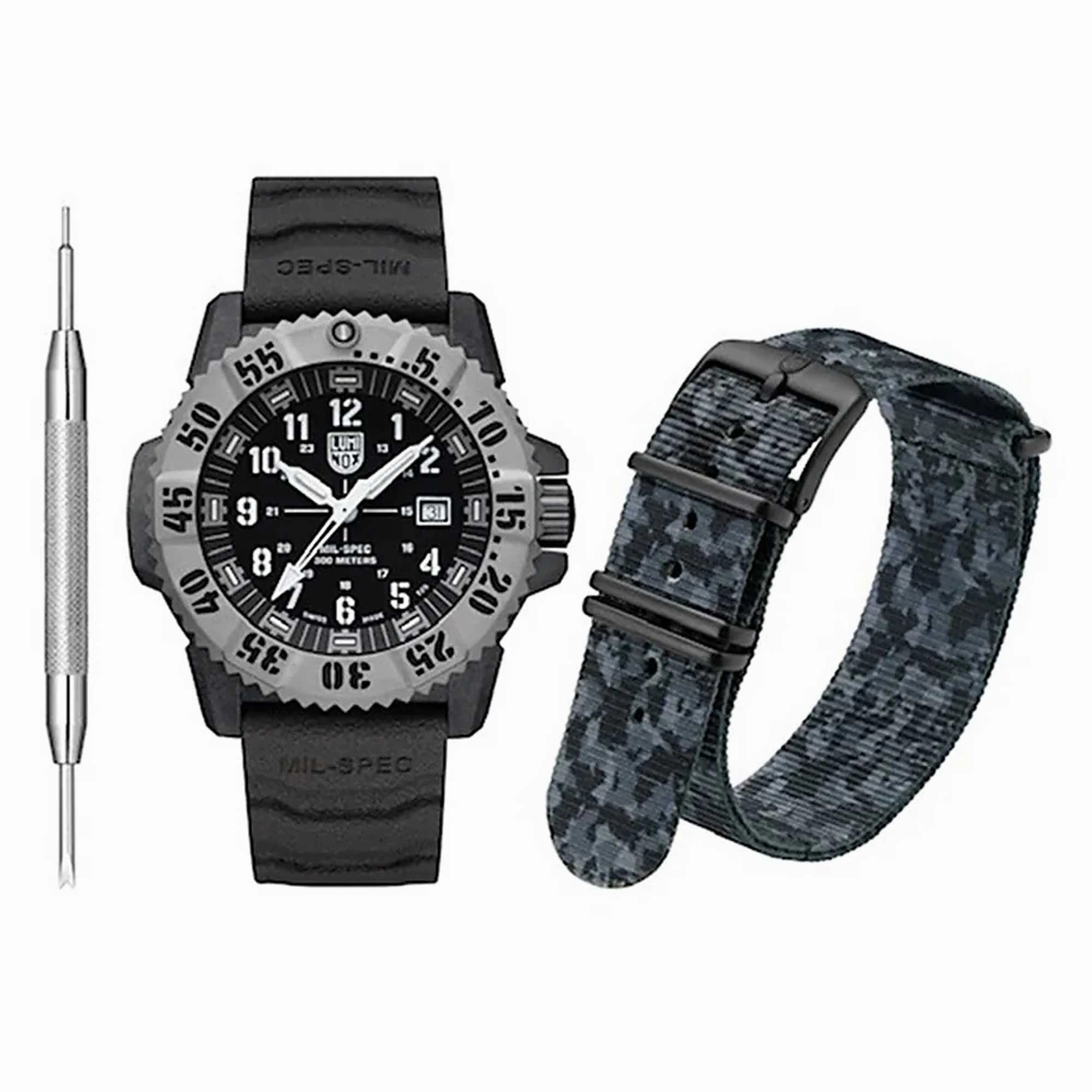 Luminox Men's Quartz Watch - Black Dial Rubber Strap Dive Military Spec | 3351.SET