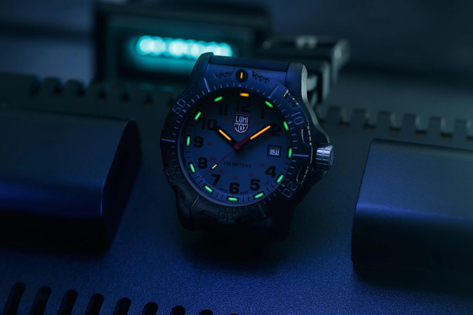 Luminox Men's Quartz Watch - BlackOps Rotating Bezel Grey Dial Rubber Strap | 8882