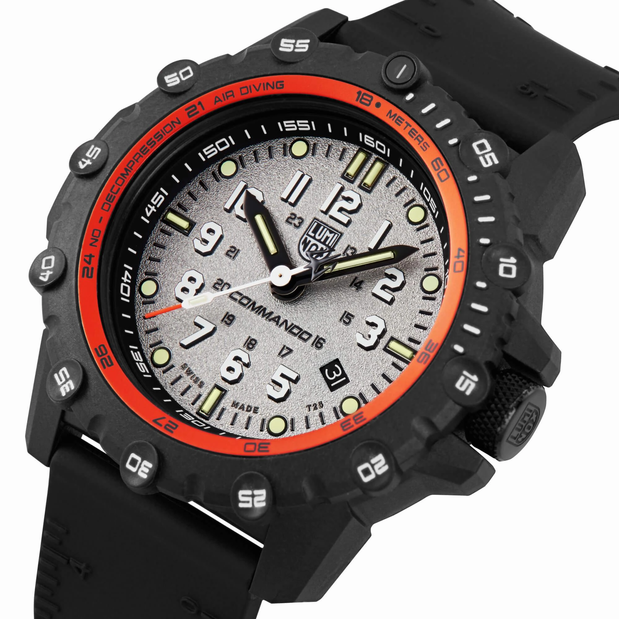 Luminox Men's Quartz Watch - Commando Frogman Grey Dial Black Rubber Strap | 3301