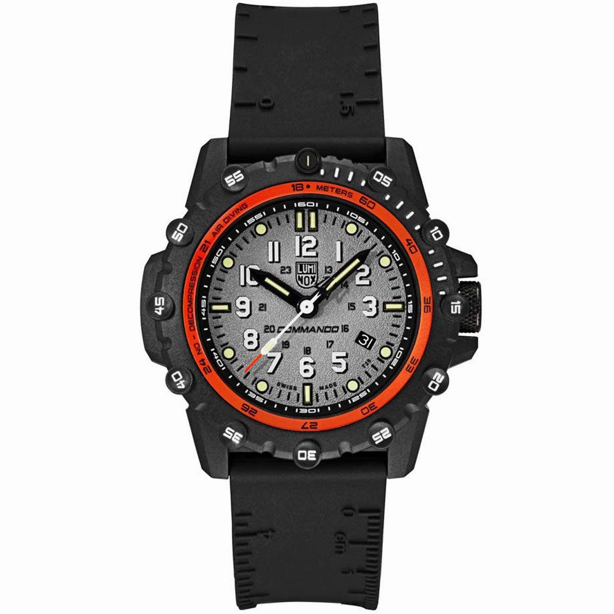Luminox Men's Quartz Watch - Commando Frogman Grey Dial Black Rubber Strap | 3301
