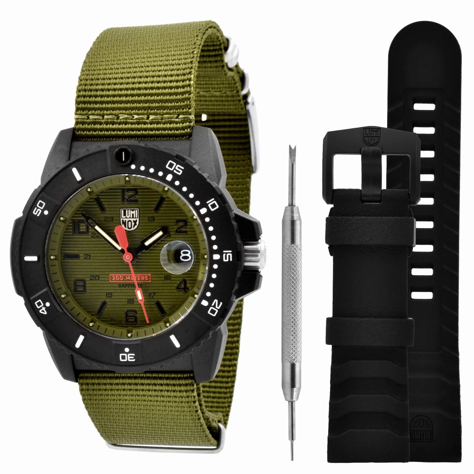 Luminox Men's Quartz Watch - Navy Seal 3600 Series Green Dial Strap Dive | 3617.SET