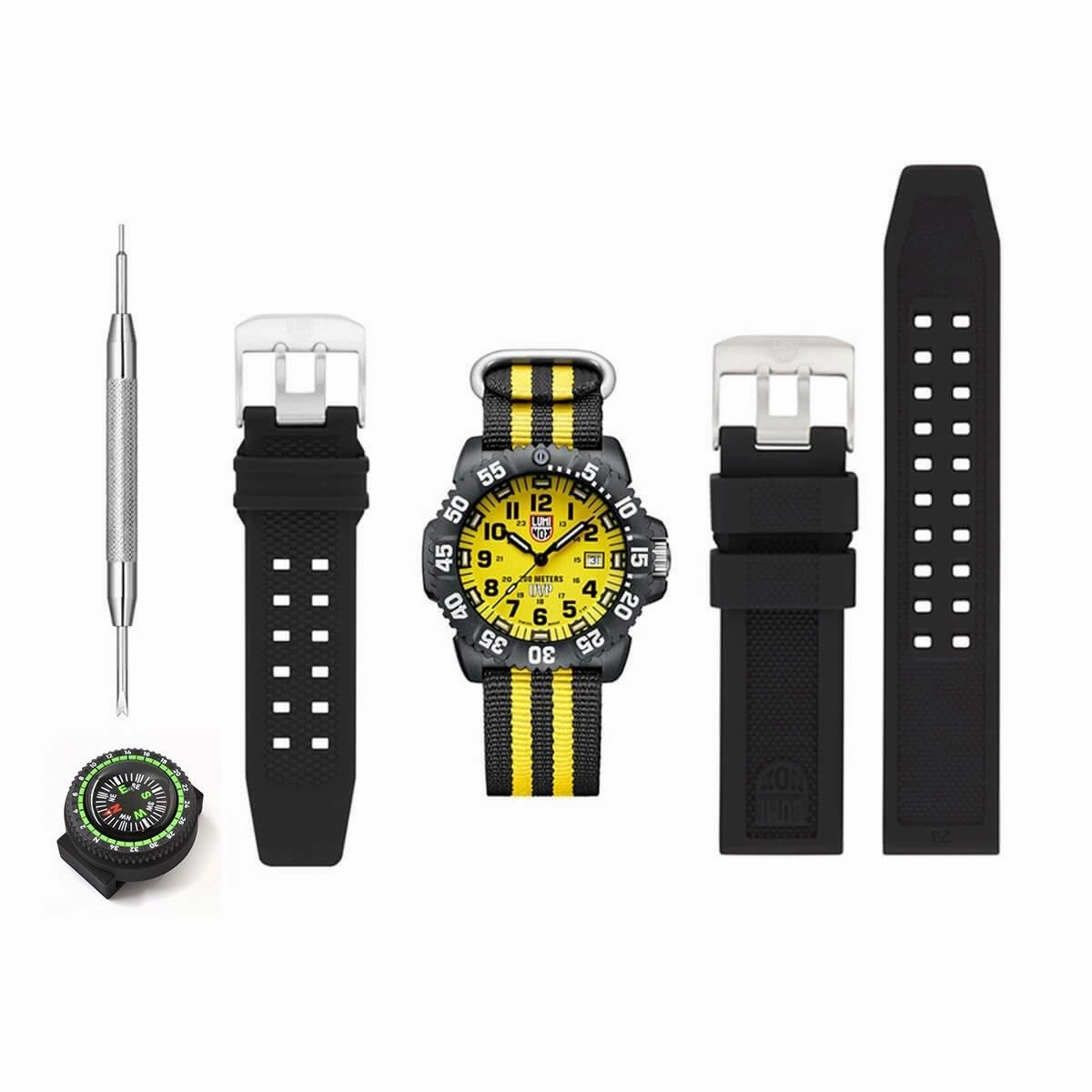 Luminox Men's Quartz Watch Set - Sea Navy Seal Yellow and Black Nylon Strap | 3955.SEF