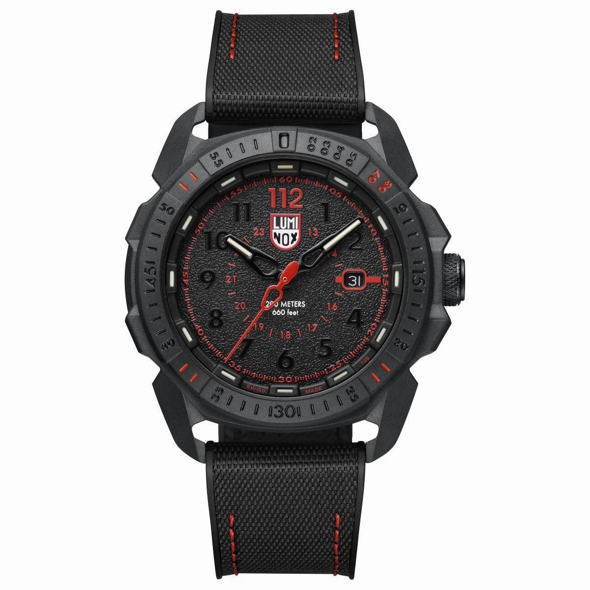 Luminox Men's Swiss Quartz Watch - Ice-Sar Arctic Black Dial Rubber Strap | 1002