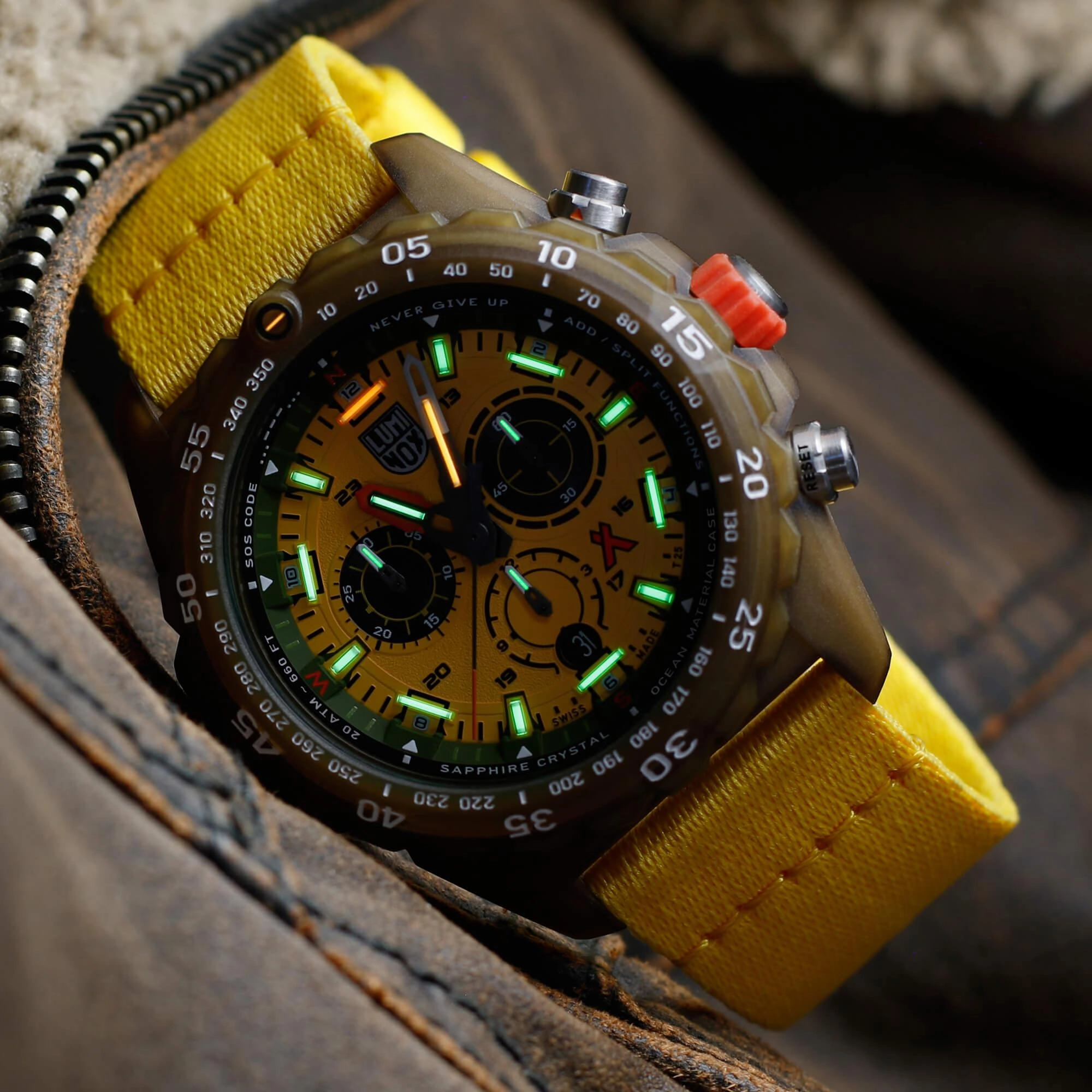 Luminox Men's Watch - Bear Grylls Chrono Rotating Bezel Yellow Strap | XB.3745.ECO