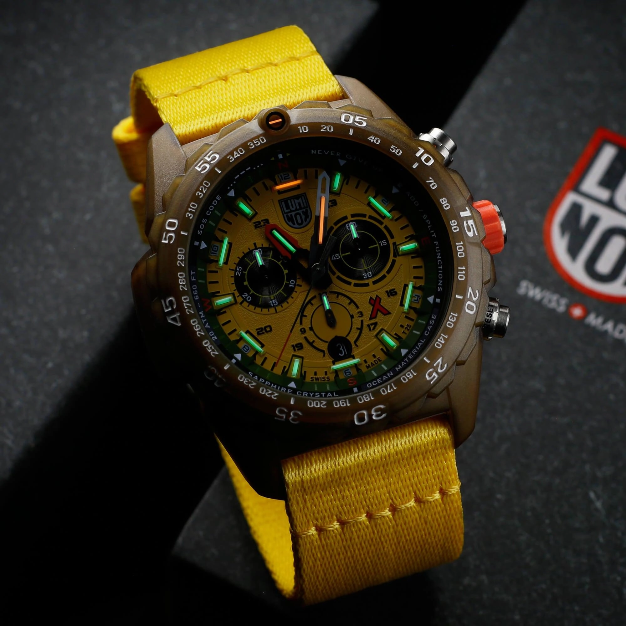 Luminox Men's Watch - Bear Grylls Chrono Rotating Bezel Yellow Strap | XB.3745.ECO