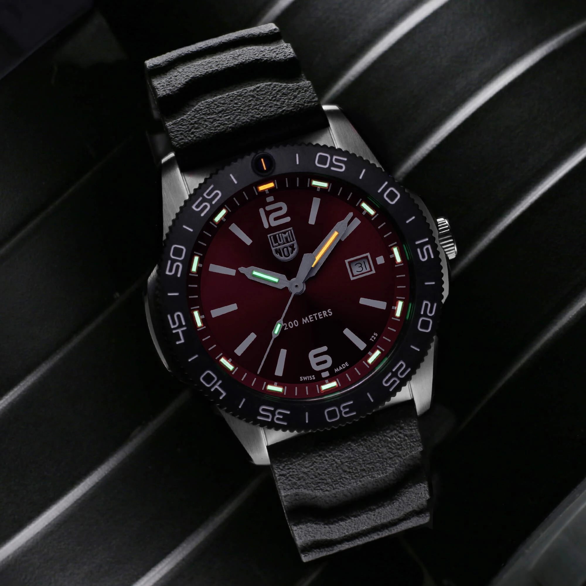 Luminox Men's Watch - Sea Pacific Diver Crimson Red Dial Black Rubber Strap | 3135