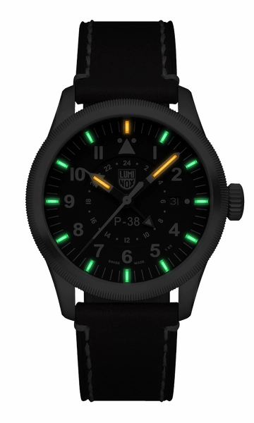 Luminox P38 Lightning Pilot Brown Leather Strap Men's Watch XA.9521