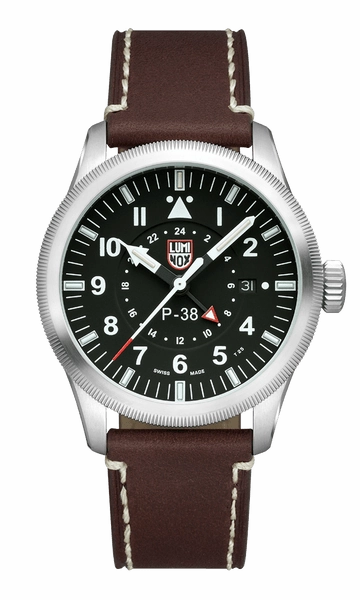 Luminox P38 Lightning Pilot Brown Leather Strap Men's Watch XA.9521