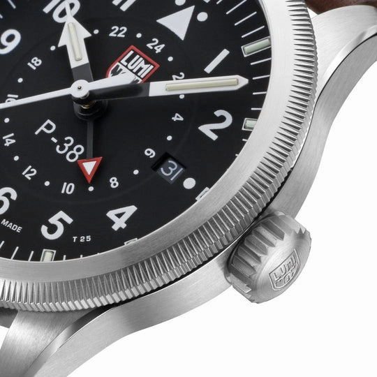 Luminox P38 Lightning Pilot Brown Leather Strap Men's Watch XA.9521