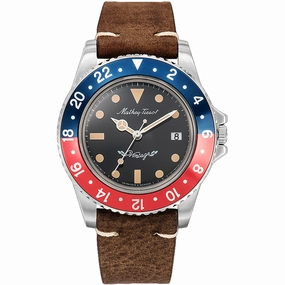 Mathey Tissot Men's Watch - Vintage Quartz Black Dial Brown Leather Strap | H900ALR