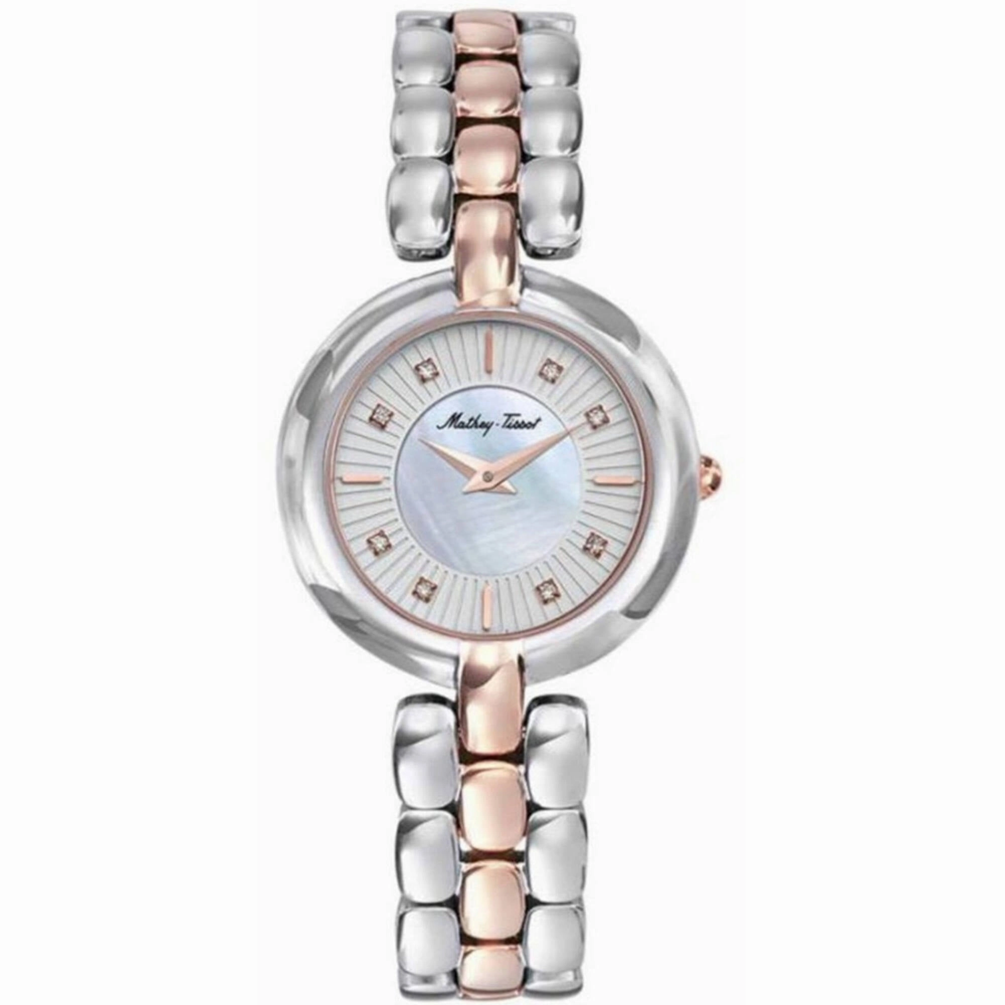 Mathey Tissot Women's Watch - Farah Two Tone Silver and Rose Gold Bracelet | D956BI