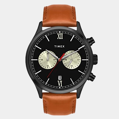Men Black Analog Leather Watch TWEG19808