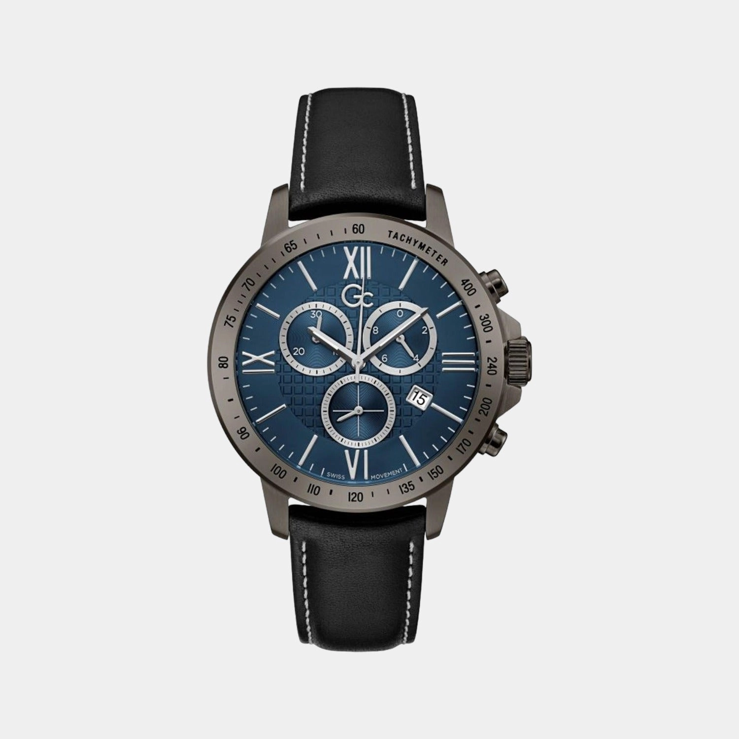 Men Blue Chronograph Leather Watch Y91003G7MF