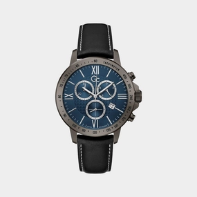 Men Blue Chronograph Leather Watch Y91003G7MF