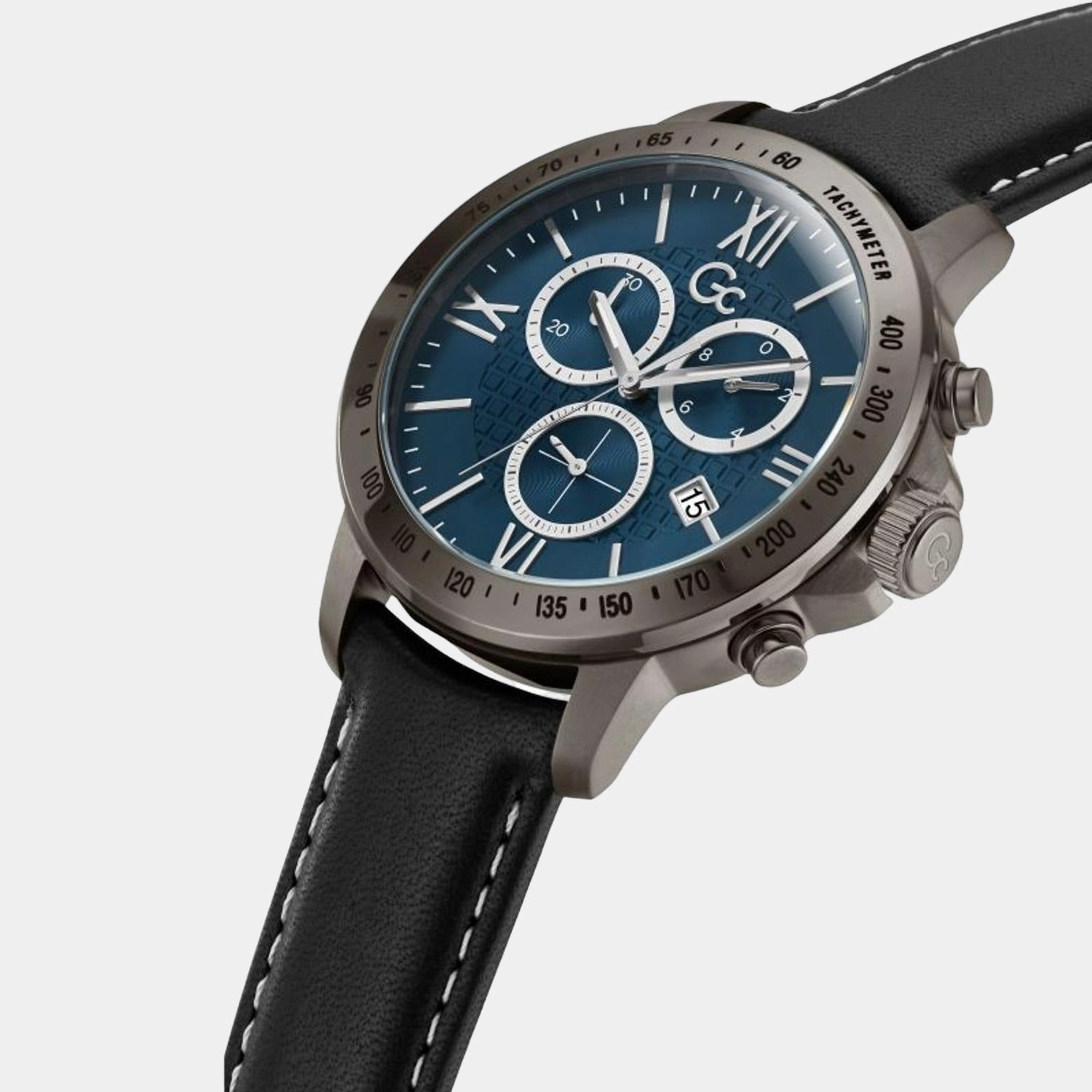 Men Blue Chronograph Leather Watch Y91003G7MF